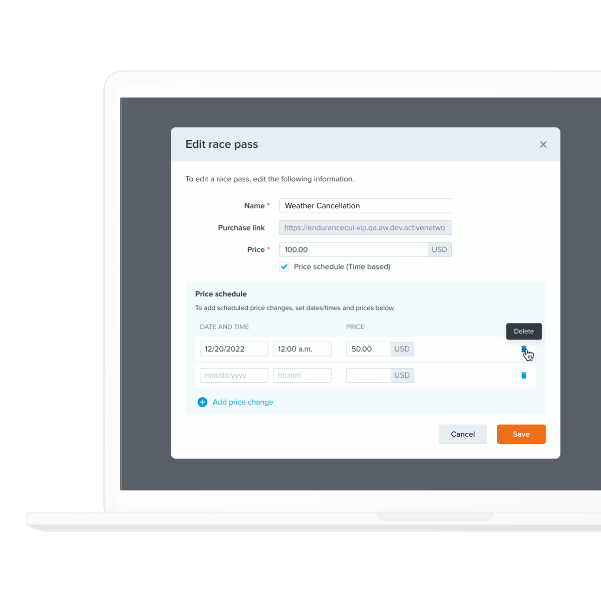sending a race pass for a weather cancellation