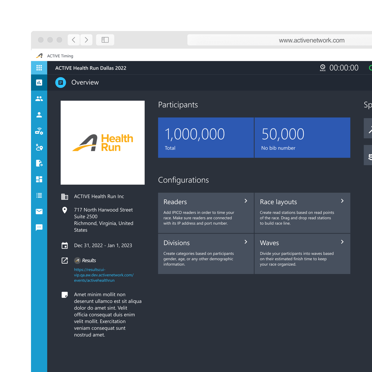 timing overview page